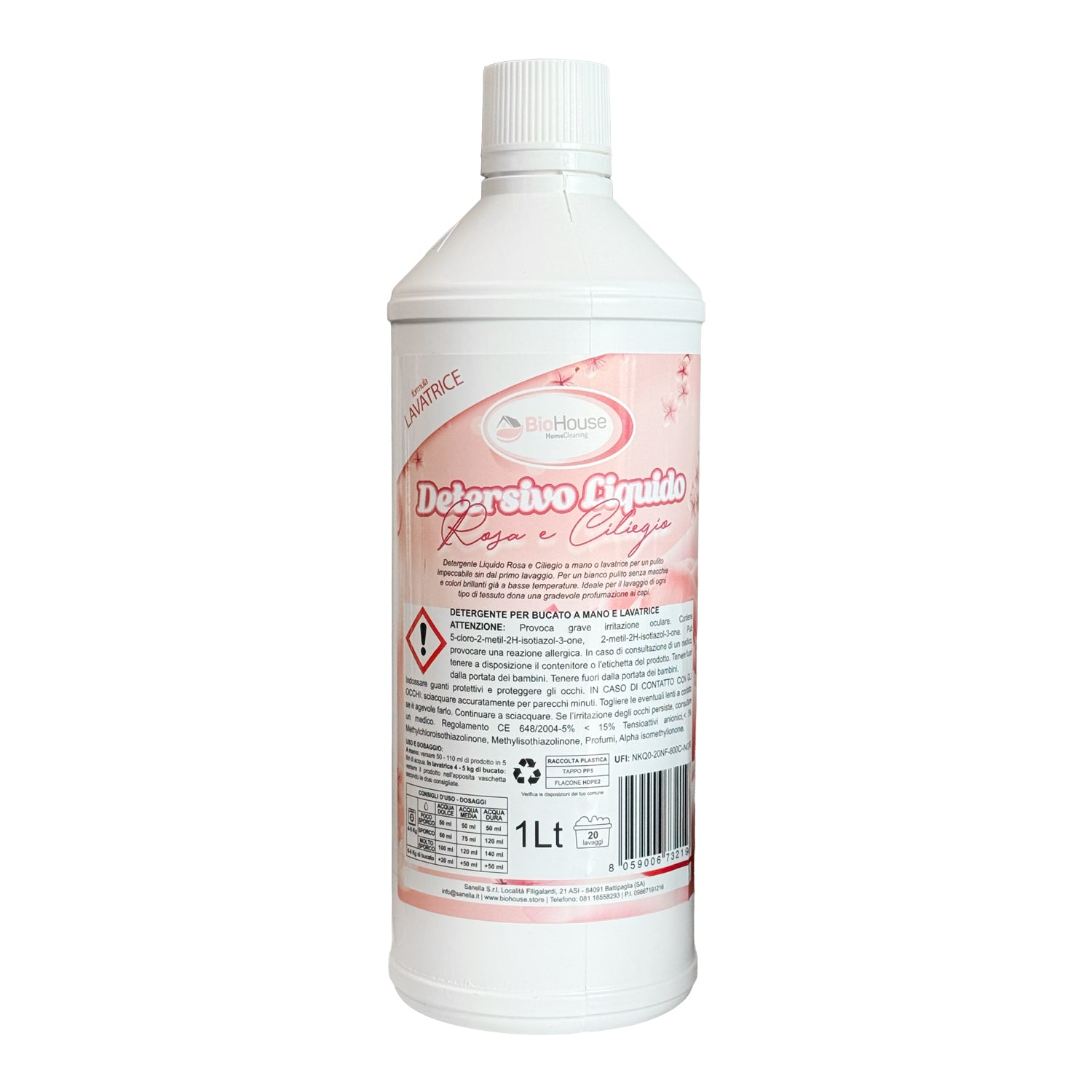 BIOHOUSE DETERSIVO LIQUIDO ROSA E CILIEGIO 1L