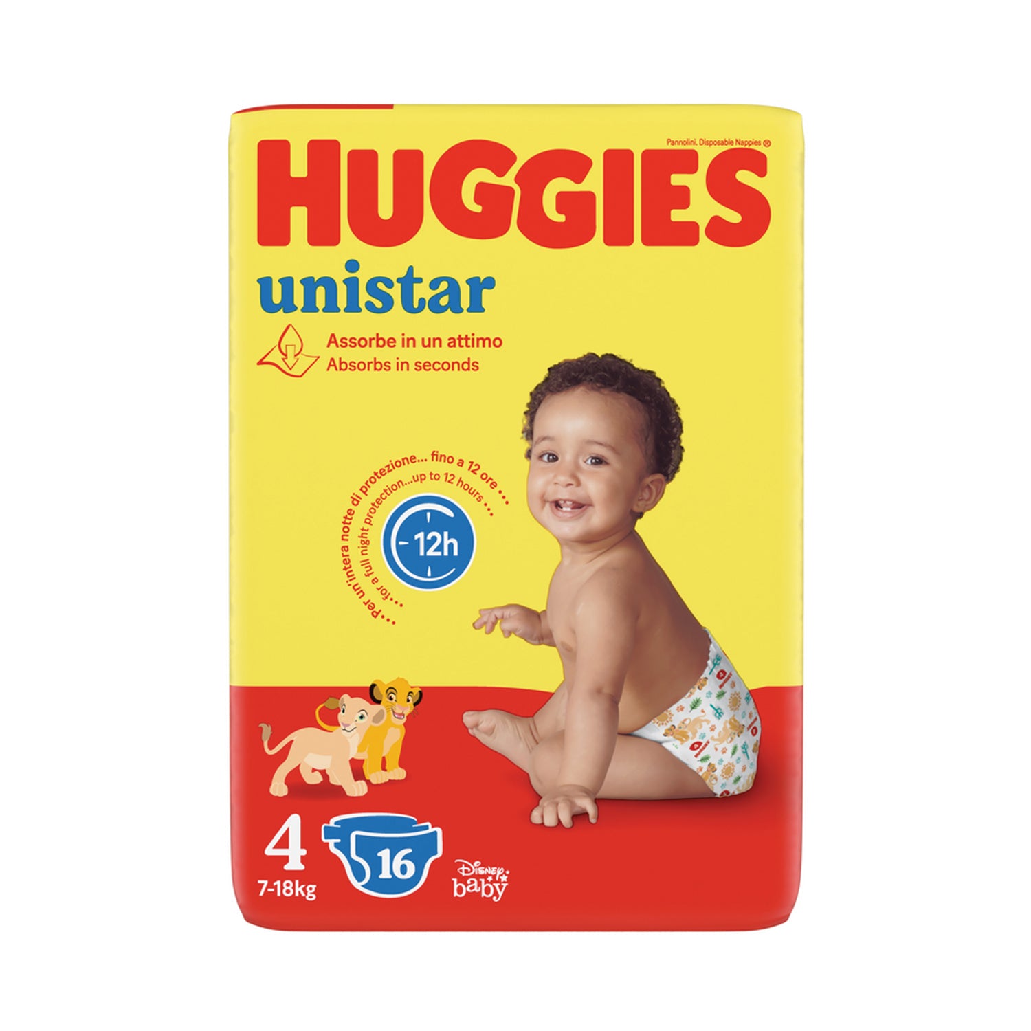 HUGGIES PANNOLINI UNISTAR TAGLIA 4 7-18KG X16PZ