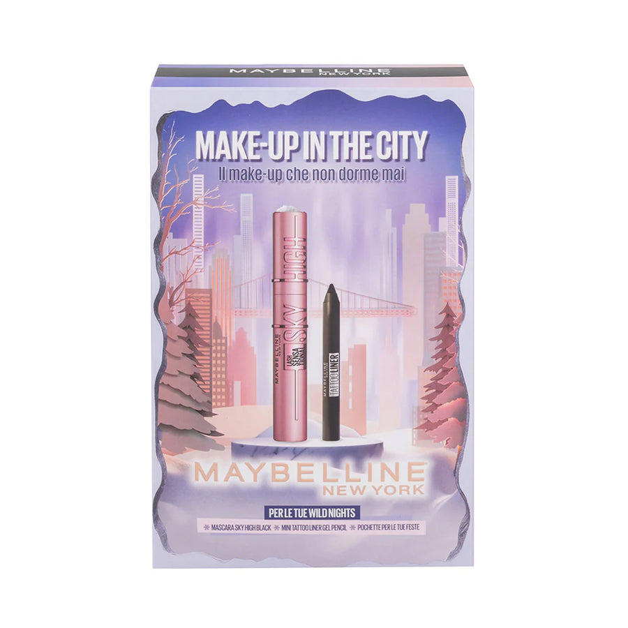 MAYBELLINE NEW YORK SEQUIN POUCH + MASCARA + MINI EYE PENCIL 